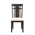 Dark Brown Finish Set Of 2 Side Chairs Beige Seat Classic Look Dining Wooden Furniture Kitchen Chairs Dark Brown Dining Room Side Chair Wood