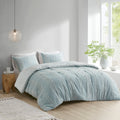 3 Piece Cotton Jacquard Comforter Set Aqua King Cal King King Aqua Cotton