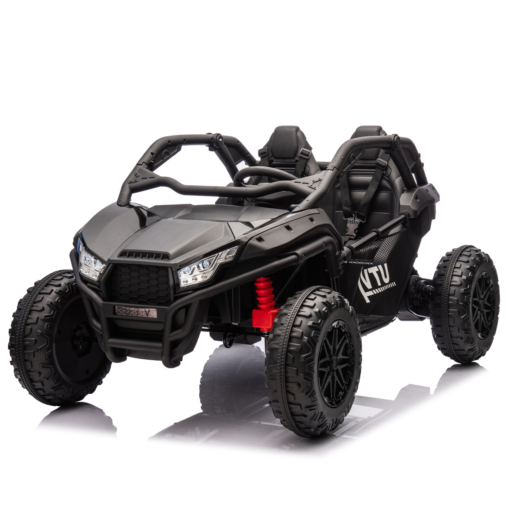 24V Two Seater Kids Ride On Utv W Parents Control,20In Seat Width,400W Super High Power,Four Wheel Suspension,Bluetooth,Mp3,Usb,Led Light,Horn,Rear Storage Space,Speeds 3.73 4.97Mph For Kids Aged 3 . Black 100 149 Lbs Polypropylene