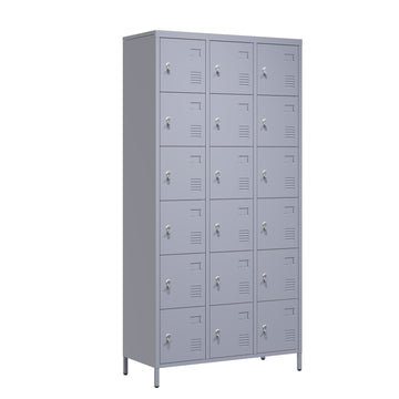 18 Door 72"H Metal Lockers With Lock For Employees,Storage Locker Cabinet For Home Gym Office School Garage,Easy Assembly,Gray 5 Or More Spaces Gray Primary Living Space Door Locks Modern Metal