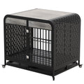 Heavy Duty Dog Crate Furniture Wooden Table Pet Dog Cage Kennel House Indoor Side End Table Decor With Removable Trays And Lockable Wheels For Medium And Large Dogs 40