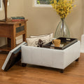 Mansfield Ottoman Ivory Pu