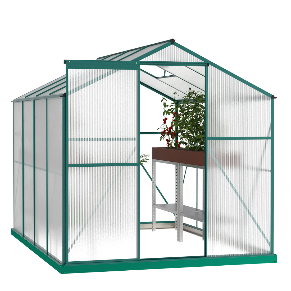 Polycarbonate Greenhouse,6'X 8' Heavy Duty Walk In Plant Garden Greenhouse For Backyard Outdoor Green Aluminum