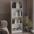 White Tier Storage Shelves Bookcase 4 White White Standard Horizontal Primary Living Space Closed Back Wood Wood