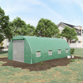 Outsunny 19' X 10' X 7' Walk In Tunnel Greenhouse With Zippered Door & 8 Mesh Windows, Large Garden Hot House Kit, Galvanized Steel Frame, Green Green Steel