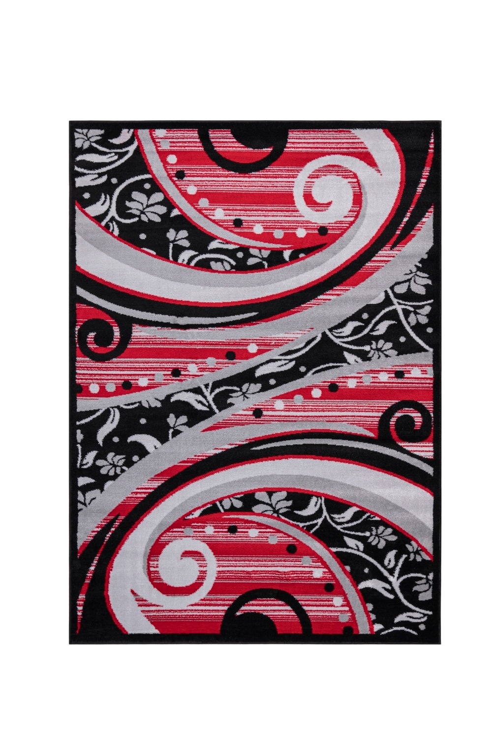 Jersey Area Rugs, Carpets For Livingroom, 5X7 Area Rugs ,1843 Black Red Rectangle 5&7 Black Red Contemporary Abstract Polypropylene