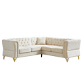 81.5 Inch Chenille Corner Sofal Shaped Sectional Couch, 5 Seater Corner Sofas With 3 Cushions For Living Room, Bedroom, Apartment, Office Beige Foam Chenille 5 Seat