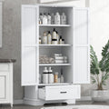 Tall Bathroom Storage Cabinet, Cabinet With Two Doors And One Drawer, Adjustable Shelf, Mdf Board, White White Mdf