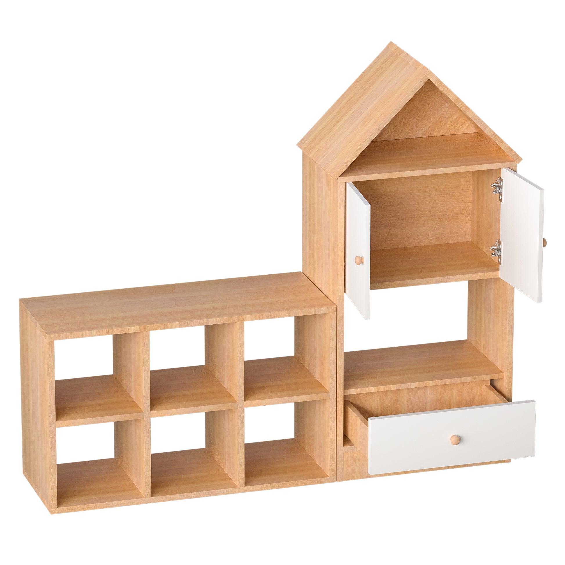 Versatile Children'S Bookshelf With House Shaped Design, Multi Functional Storage For Books And Toys, Adjustable Placement, Durable Kids Organizer For Playroom Or Bedroom Easy Assembly & Safe For