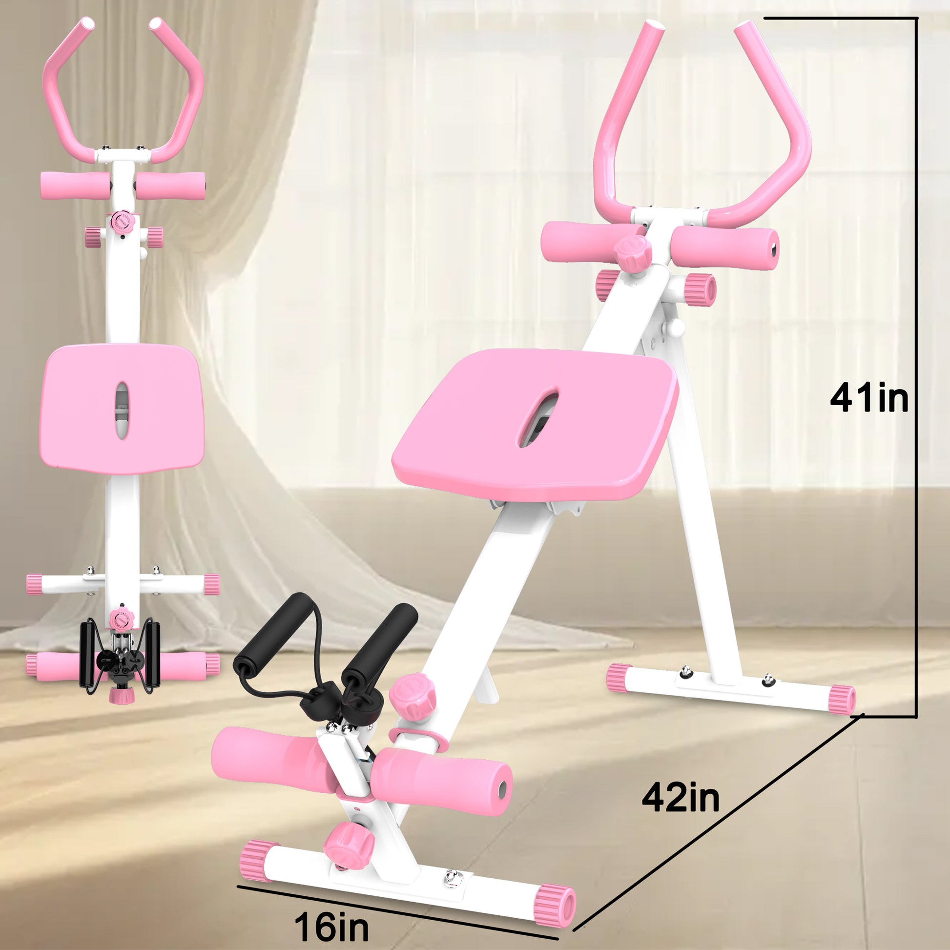 4 In 1 Ab Workout Exercise Equipment Rowing Machine Leg Press Machine Ab Glider Machine Roman Chair Fitness Equipment For Ab Workout Core Strength Training Pink Abs Rubber Steel Q235