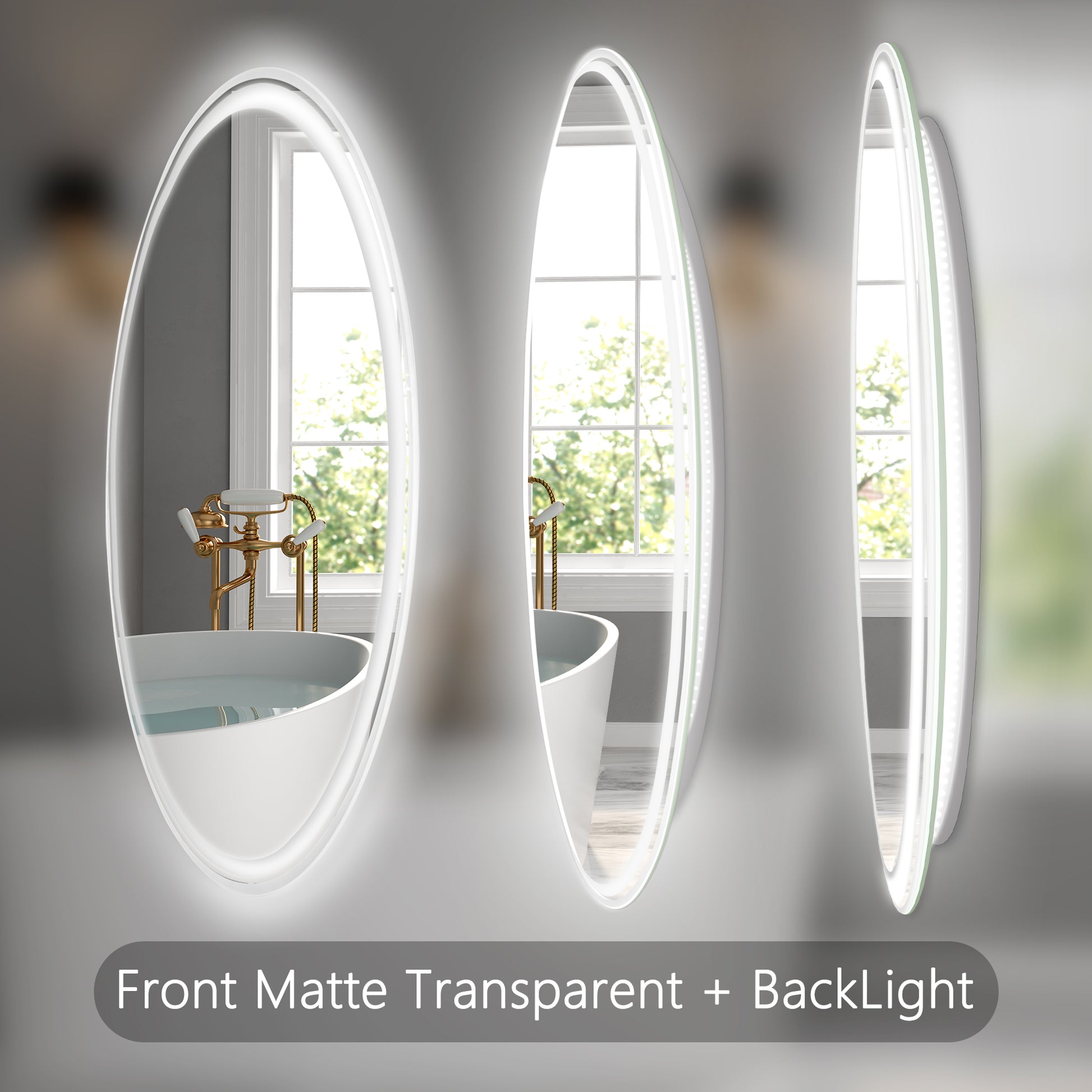 28" Round Led Bathroom Mirror Wall Mounted For Convenience White Black Aluminium,Tempered Glass