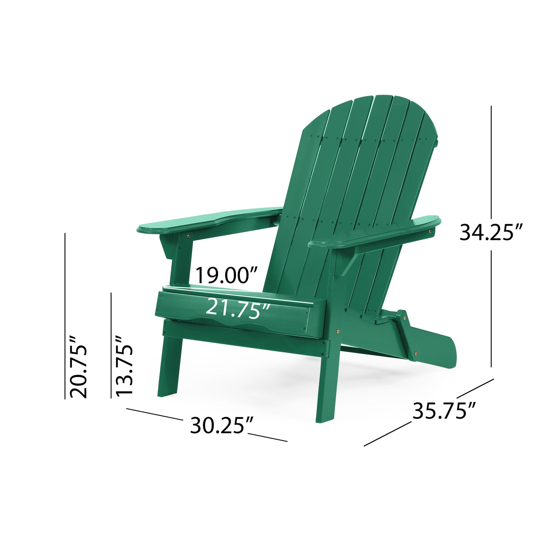 Malibu Adirondack Chair Dark Green Acacia Wood