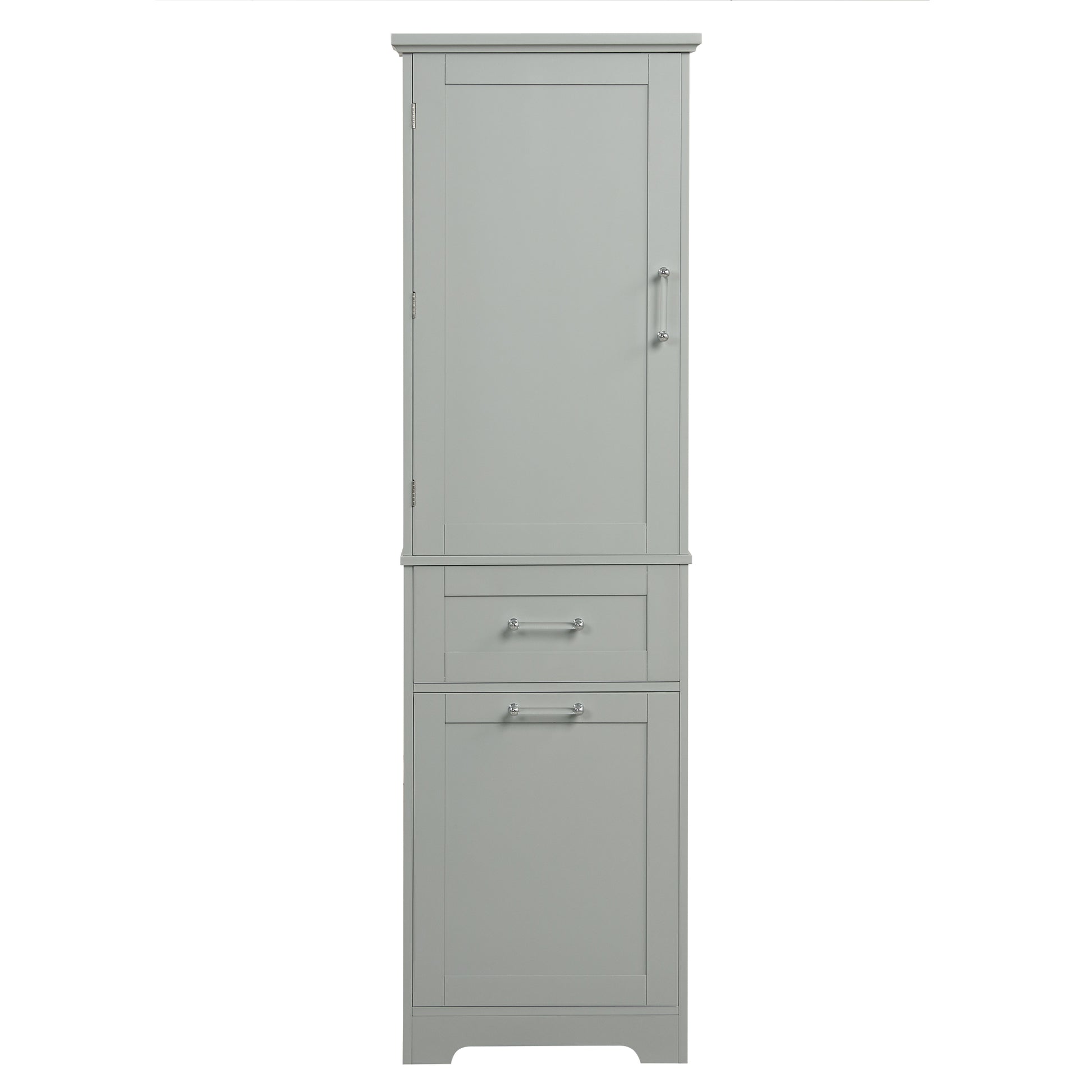 Tall Bathroom Storage Cabinet, Freestanding Storage Cabinet With Two Different Size Drawers And Adjustable Shelf, Mdf Board With Painted Finish, Grey Grey Mdf