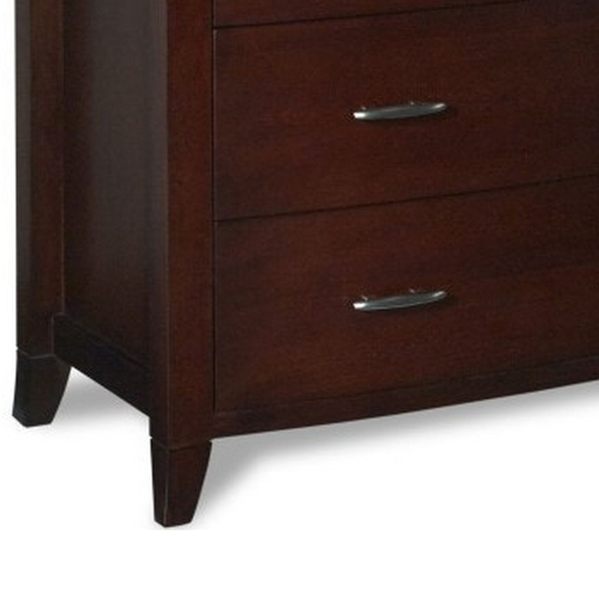 Wooden Seven Drawer Chest With Tapered Feet, Cinnamon Brown Brown Wood Metal