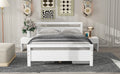 Full Size Wooden Platform Bed With 2 Storage Drawers And 2 Bedside Tables, White Full White Pine