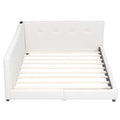 Upholstered Full Size Platform Bed With Usb Ports, Beige Full Beige Linen