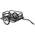 Aosom Bike Cargo Trailer For Hefty Loads, Foldable Compact Storage, Universal Hitch, Bike Wagon Bike Trailer Bicycle Cargo Trailer Bike Attachment With 16