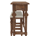 Ludin Brown Console Table With 3 Stools Brown Drawers Rectangular Solid Wood