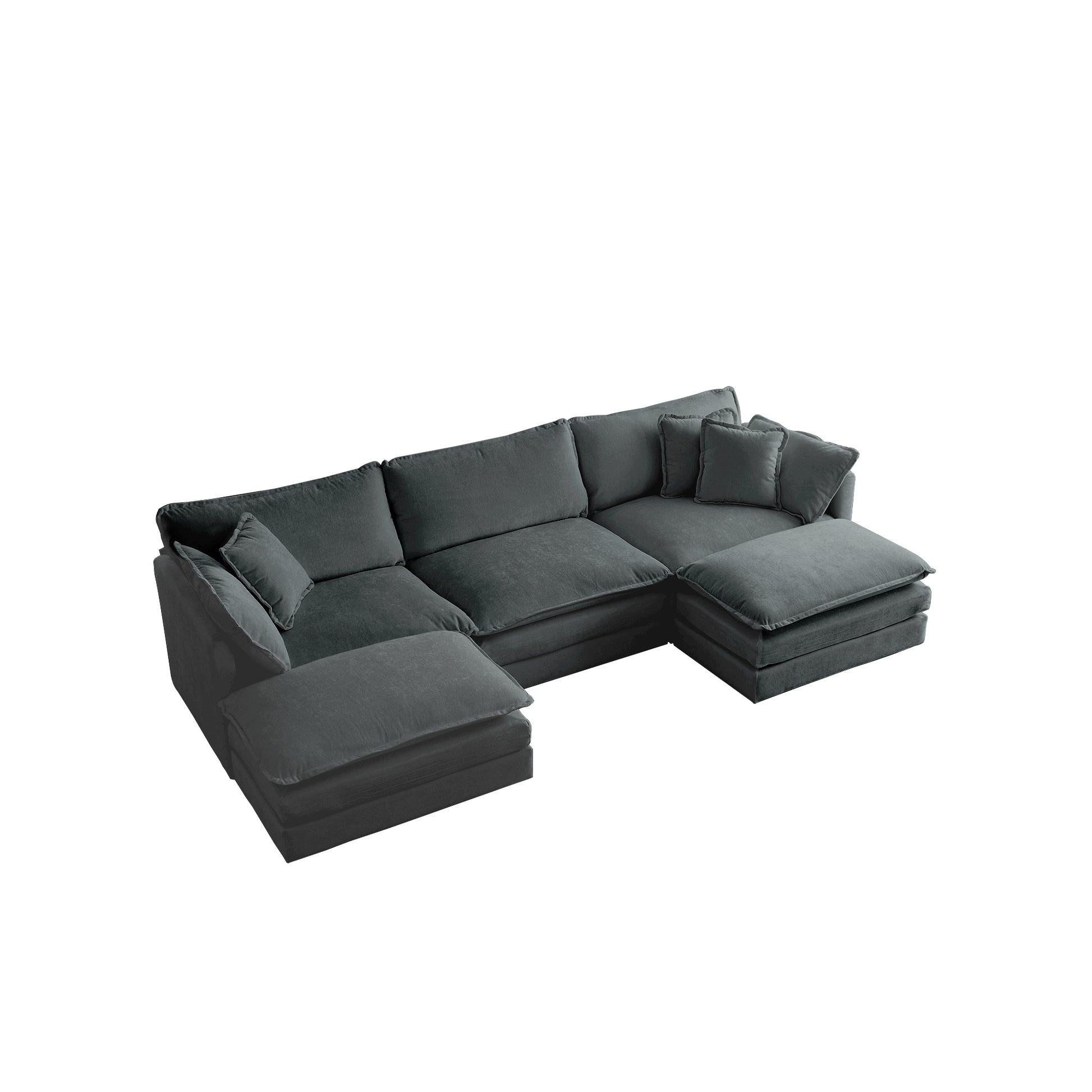 U Shaped Sectional Sofa W Reversible Footrest, 5 Seater Convertible Corner Couch With 2 Ottomans ,Modern Minimalist Soft Sofa & Couch For Living Room ,Gray Chenille Gray Chenille 3 Seat