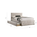 Nek Wood Twin Size Upholstered Bed With Trundle, Tufted, Taupe Burlap Frame Twin Taupe Mdf