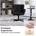 Modern Velvet Desk Chair Swirl Office Chair No Wheels Comfy Computer Task Chair Metal Legs Upholstered Accent Arm Chair For Living Room Bedroom Small Spaces Home Office, Black Black Bedroom Foam Velvet