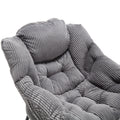 Lazy Chair With Ottoman, Modern Lounge Accent Chair With Armrests And A Side Pocket, Leisure Upholstered Sofa Chair Reading Chair With Footrest For Small Space, Corner Chair Grey Grey Cotton Steel