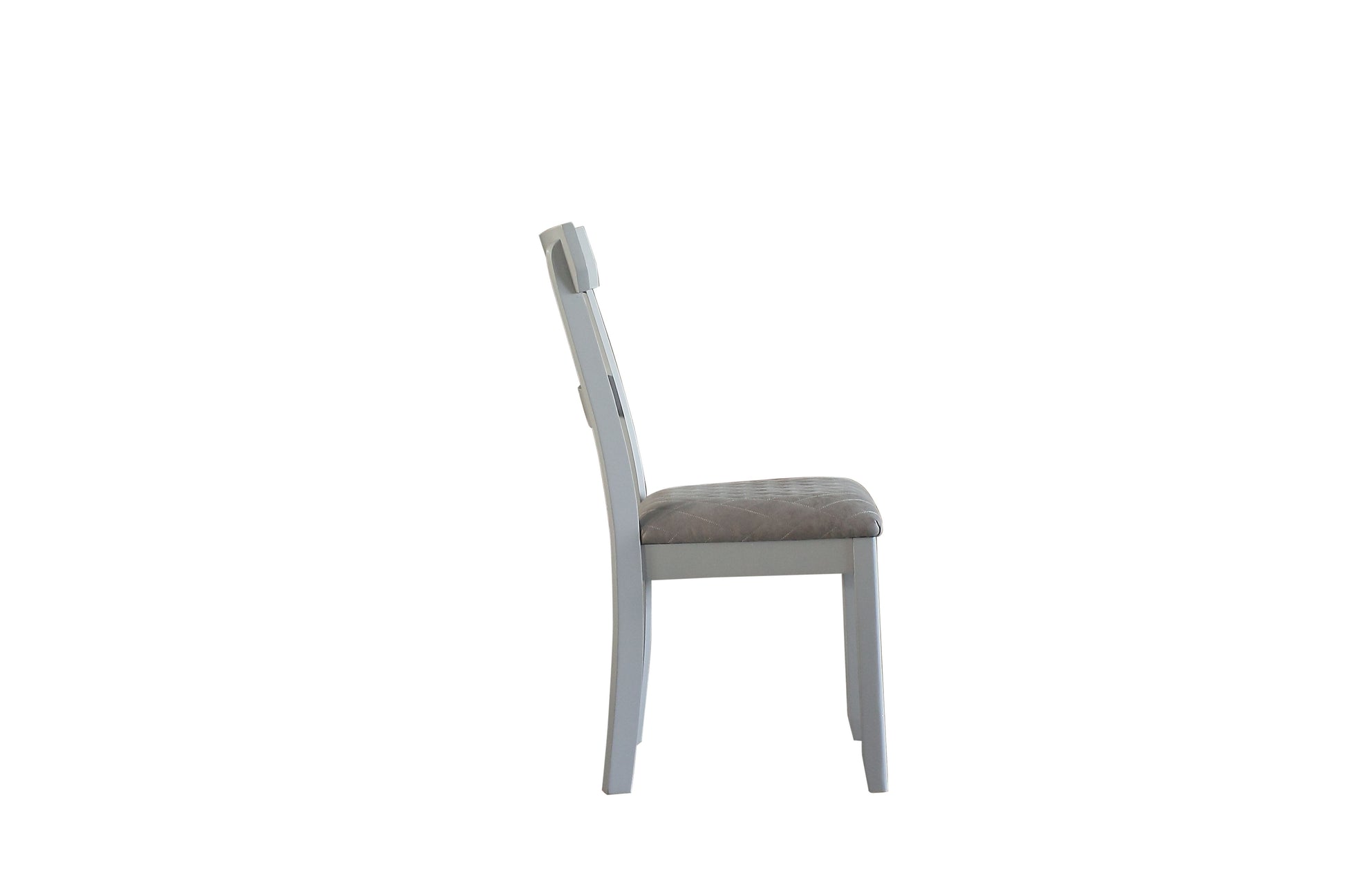 House Marchese Two Tone Gray Fabric&Pearl Gray Finish Side Chair Set Of 2 Gray Fabric