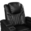 Pu Leather Power Recliner Home Theater Recliner With Power Adjustable Headrest, Wireless Charging Device, Usb Port, Storage Arms, Cup Holder And Swivel Tray Table For Living Room, Black Black Foam Pu Leather