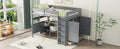 Full Size Wooden Loft Bed With Wardrobe, Desk, Drawers, Shelves, Gray Full Gray Plywood