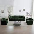 Sofa Set Of 3, 1 1 3 Seats Living Room Sofa Set, Accent Chair, Loveseat, And Three Seat Sofa Modern Style Round Arms 3 Piece Sofa Set, Green Chenille Green Chenille 5 Seat