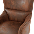 Hi Back Studded Chair,Arm Chair,Living Room,Study And Bedroom ,Set Of 2 Brown Polyester