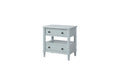 Open Nightstand Ocean Finish With 2 Drawers Light Blue Solid Wood Mdf