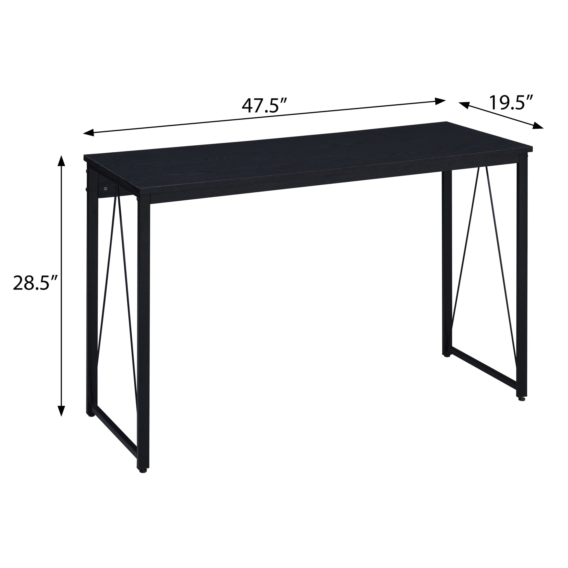 Black 47.5" Writing Desk With Metal Sled Base Black Writting Desk Office Industrial,Rustic Rectangular Wood Metal Sled