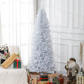Homcom 6Ft Pencil Christmas Tree, Unlit Artificial Christmas Tree Slim Douglas Fir Xmas Tree With Realistic Branches, Halloween Tree With 618 Tips, White White Plastic