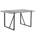 Industrial Rectangular Mdf Light Grey Patterned Dining Table For 4 6 People With 1.5 Inch Thick Mdf Top And Black Metal Legs For Desks, Kitchens, Patios, Dining Rooms Light Gray Mdf