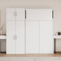 Twin Size Murphy Bed With Lockers And Wardrobes, White Box Spring Not Required Twin White Murphy Solid Wood Mdf