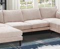 Modern Gorgeous 6Pcs Modular Sectional Set Armless Chairs One Arm Chair Ottoman U Shaped Couch Living Room Furniture Pink Primary Living Space Cushion Back Classic,Contemporary,Modern Modular