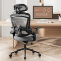 High Back Desk Chair With Adjustable Lumbar Support & Headrest,Comfortable Mesh Computer Chair With Soft Flip Up Arms, Adjustable Height And 120 Tilt,Gray Gray Abs Pc