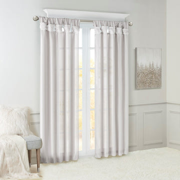 Twist Tab Lined Window Curtain Panel Only 1 Pc Panel Silver Polyester