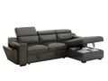 103'' Inch Convertible Sectional Sofa With Storage Chaise, Adjustable Headrests, L Shaped Sleeper Corner Sectional Sofa With A Pull Out Bed ,A Usb Charging,And A Cup Holder,Gray Light Brown Wood