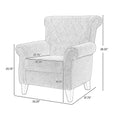 Mirod Comfy Accent Chair With Tufted Backrest, Bedroom Single Seat Arm Chair With Wooden Legs, Modern Side Chairs For Living Room Dark Gray Fabric