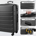 Hard Sided Expand Suitcase With Rotating Wheels, Tsa Lock, Retractable Handle, Black, 28