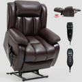 Dual Motor Infinite Position Up To 350 Lbs Electric Medium Size Brown Power Lift Recliner Chair With 8 Point Vibration Massage And Lumbar Heating White Metal Primary Living Space Heavy Duty Pine