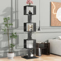 6 Tier Rotating Bookshelf, Floor Rack Simple Bookcase With Acrylic Plate Student Multi Function Creative Bookshelf For Living Room With Anti Toppling Base Black Particle Board