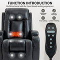 Infinite Position Up To 350 Lbs Power Lift Recliner Chair For Elderly, Heavy Duty Motion Mechanism With 8 Point Vibration Massage And Lumbar Heating, Usb Charging Port, Cup Holders, Black White Metal Primary Living Space Heavy Duty Pine Black Faux