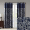 Jacquard Curtain Panel Pair 2 Pcs Window Panels Navy Polyester