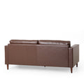 Mirod Comfy 3 Seat Sofa With Wooden Legs, Pu, For Living Room And Study Dark Brown Pu 3 Seat