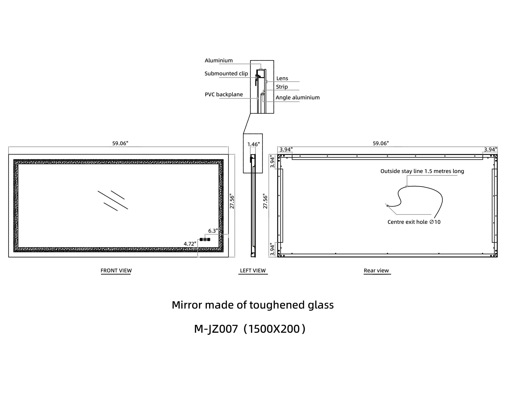 6028 Inch Bathroom Led Mirror Anti Fog Mirror With Button Silver Glass