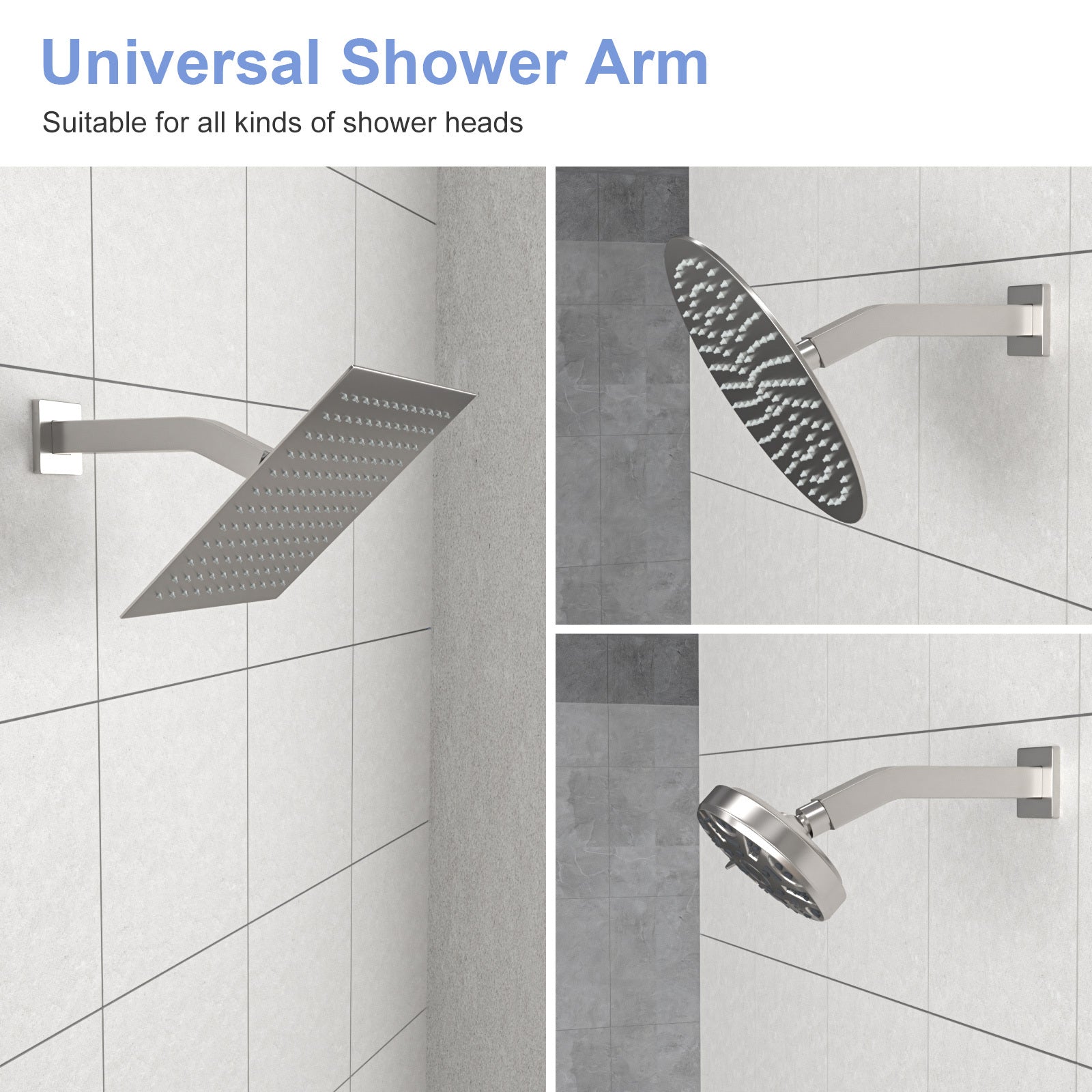 6" Shower Arm With Flange, Brushed Nickel Brushed Nickel Stainless Steel