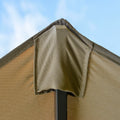 Outsunny Patio Umbrella 15' Steel Rectangular Outdoor Double Sided Market With Base, Sun Protection & Easy Crank For Deck Pool Patio, Coffee Brown Steel